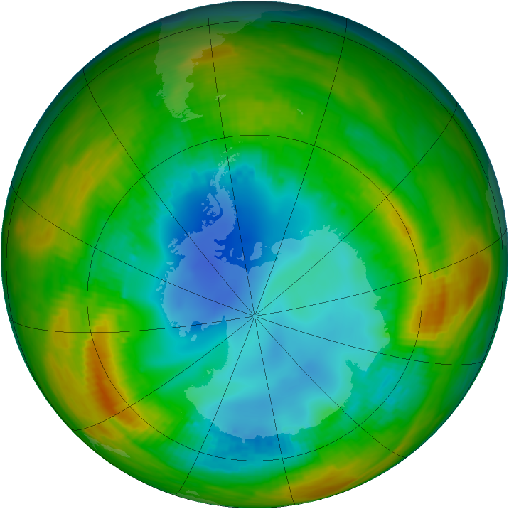 Antarctic ozone map for 06 August 1984
